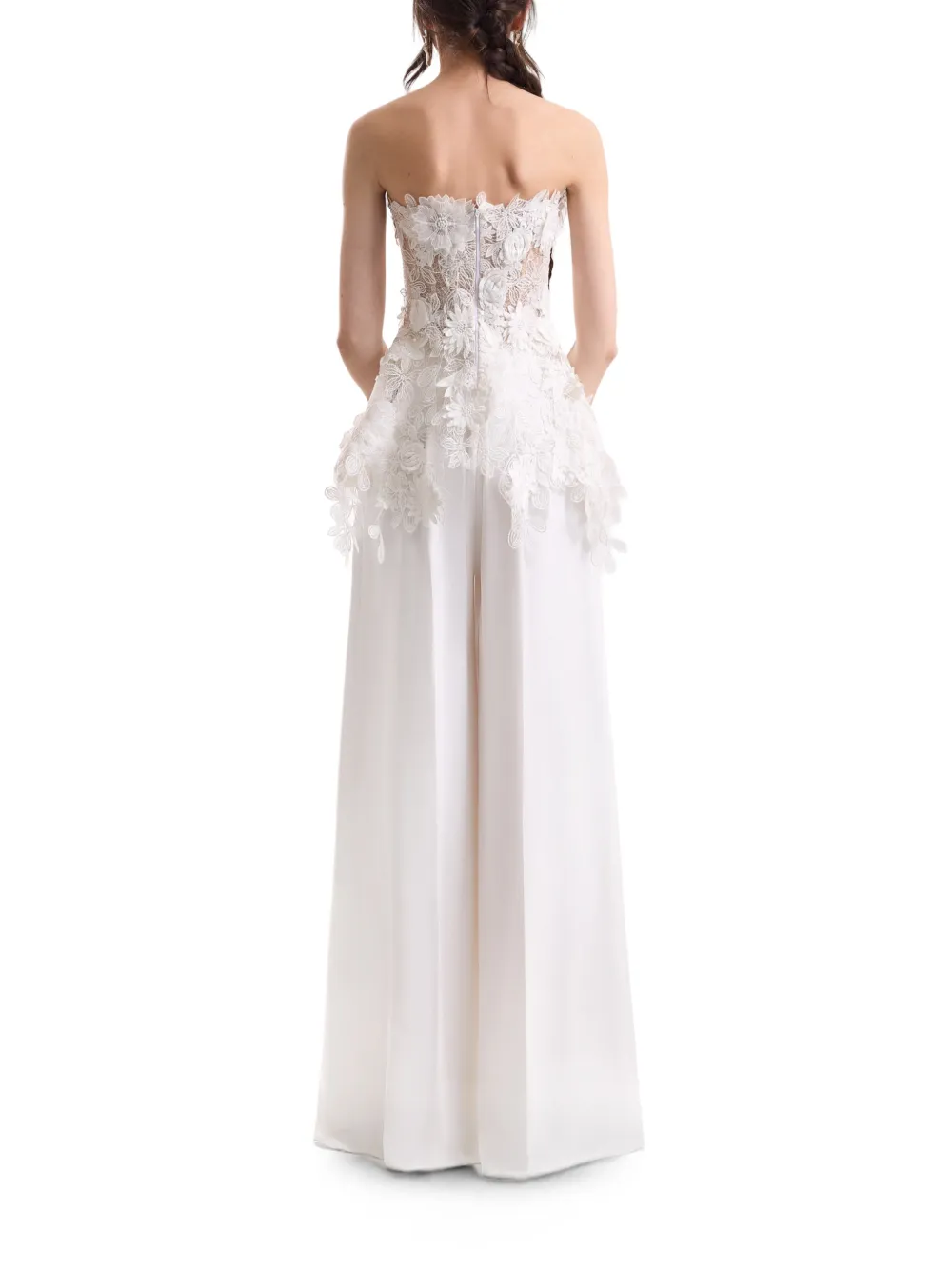 Gemy Maalouf Peplum top met bloemenkant Wit