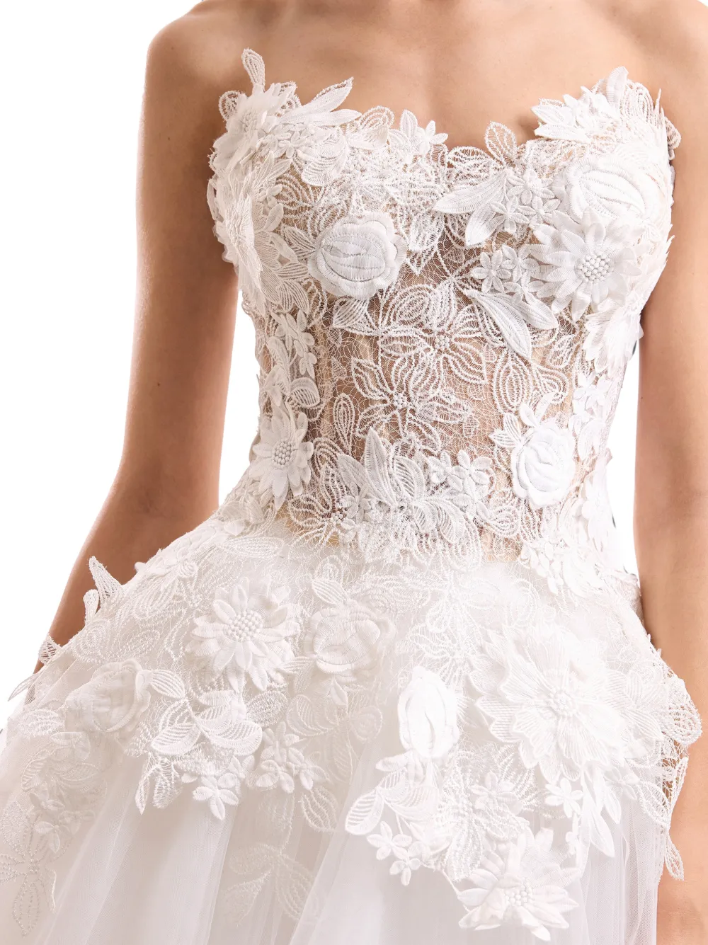 Gemy Maalouf Peplum top met bloemenkant Wit