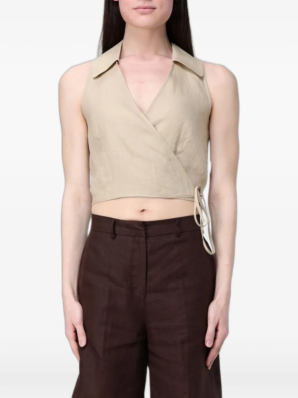 Colmar cropped wrap-style top - Toni neutri