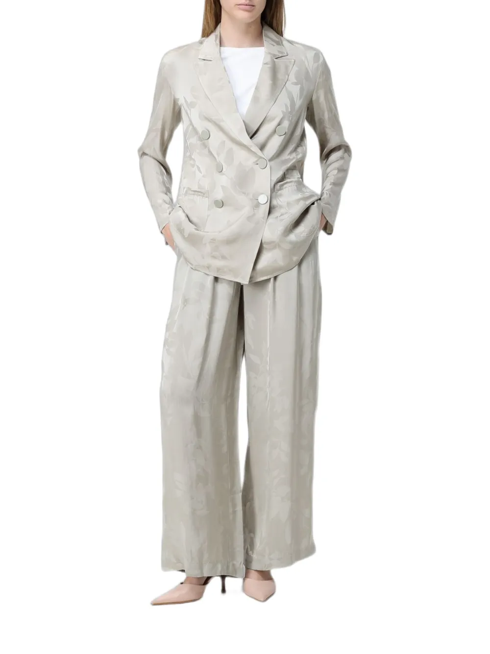 Armani Exchange floral-print satin trousers - Toni neutri