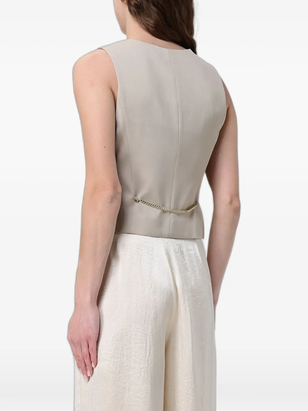 Armani Exchange Gilet met enkele rij knopen en kettingdetail Beige