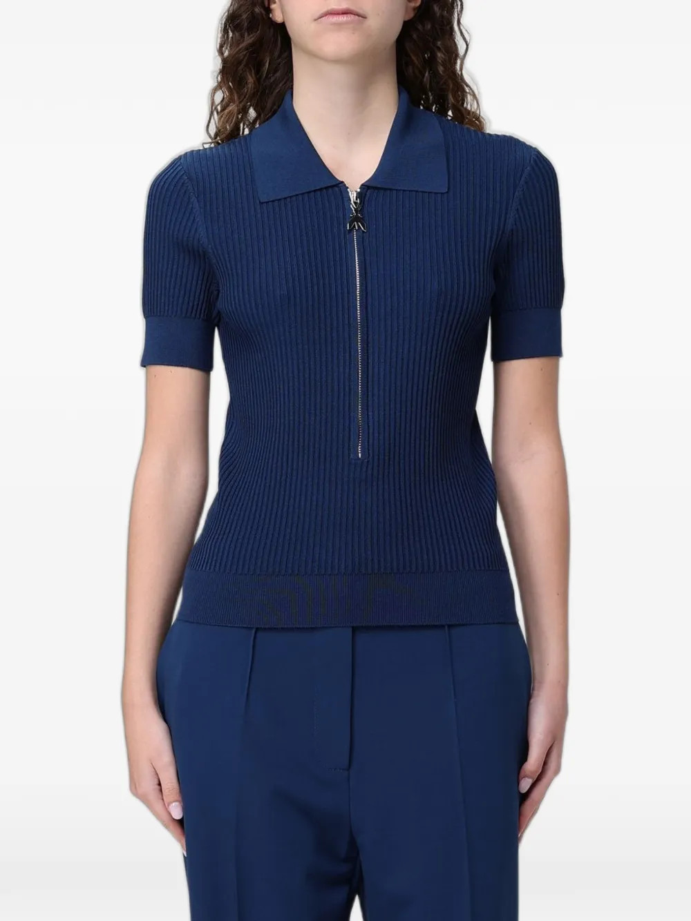 Patrizia Pepe ribbed-knit half-zip polo shirt - Blu