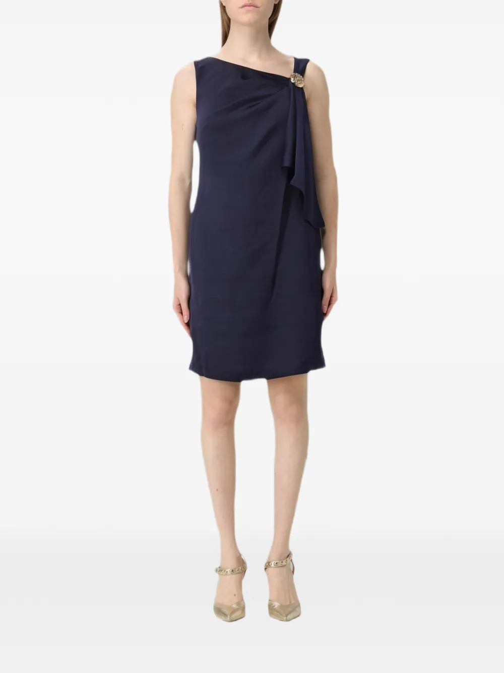 Lauren Ralph Lauren draped logo-button mini dress - Blu