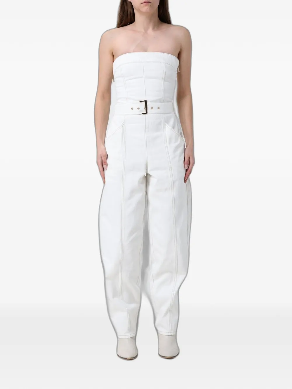 Armani Exchange belted-waist strapless jumpsuit - Weiß