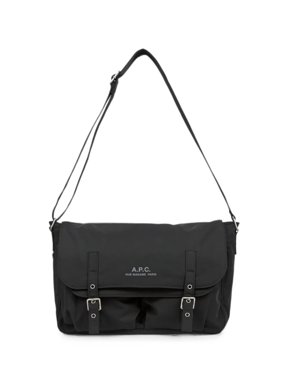 A.P.C. buckle-fastening logo-print messenger bag - Nero