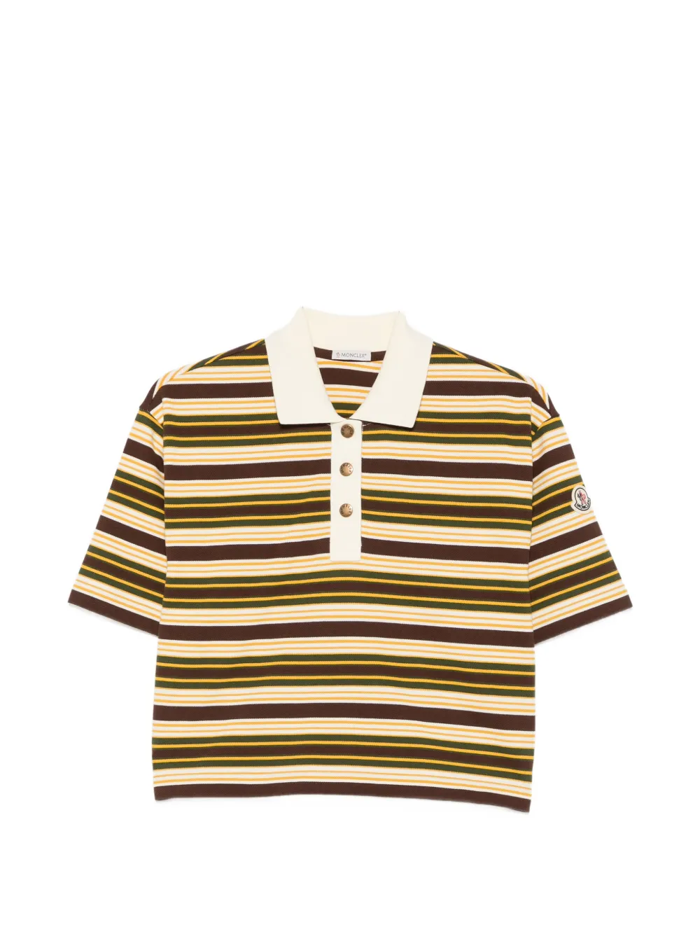 Moncler Striped Short-sleeve Polo Top In Multi