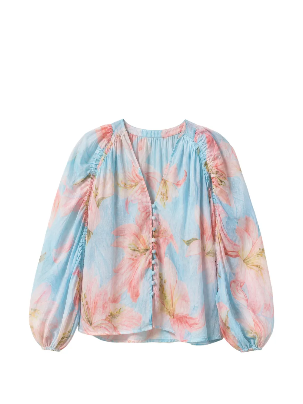NEMA floral-print puffed-sleeve blouse - Blu