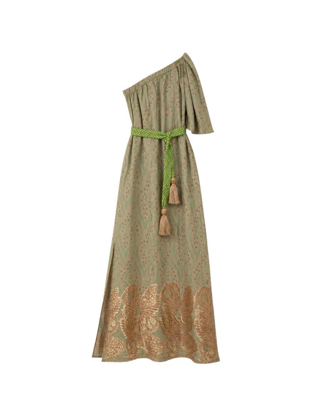 NEMA one-shoulder butterfly-print maxi dress - Grün