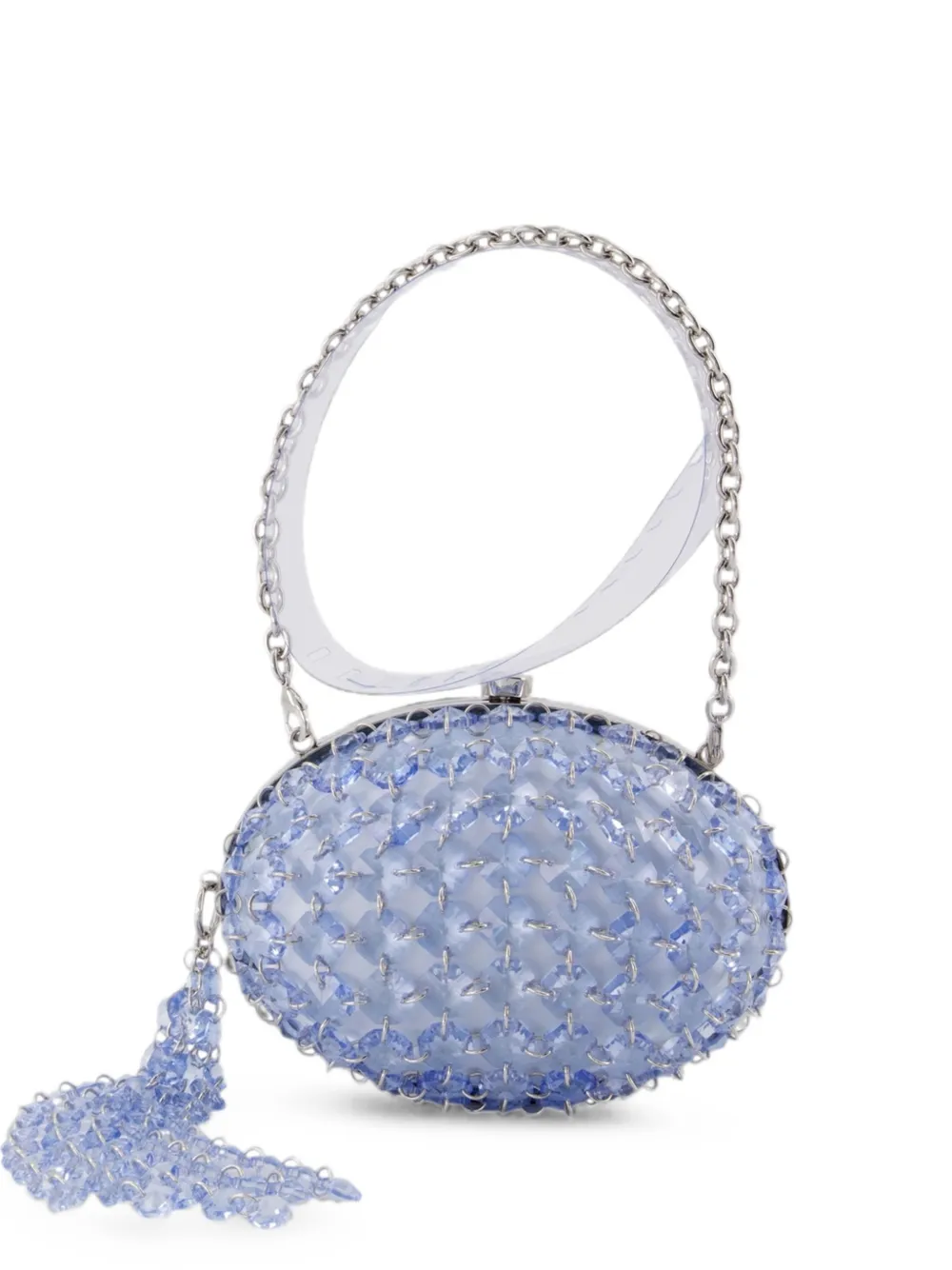 Self-Portrait crystal-embellished oval clutch bag - Blu
