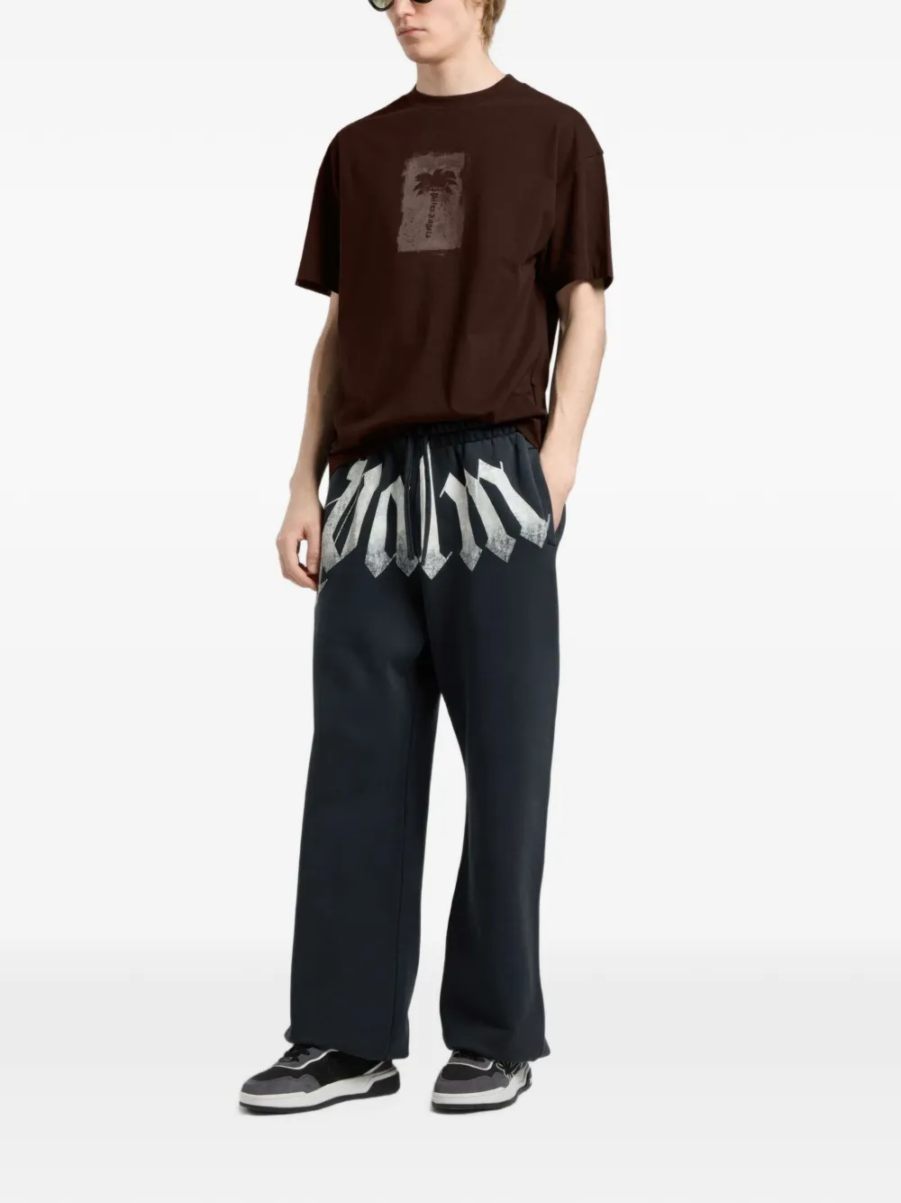 Palm Angels Palm Tree geborsteld T-shirt Bruin