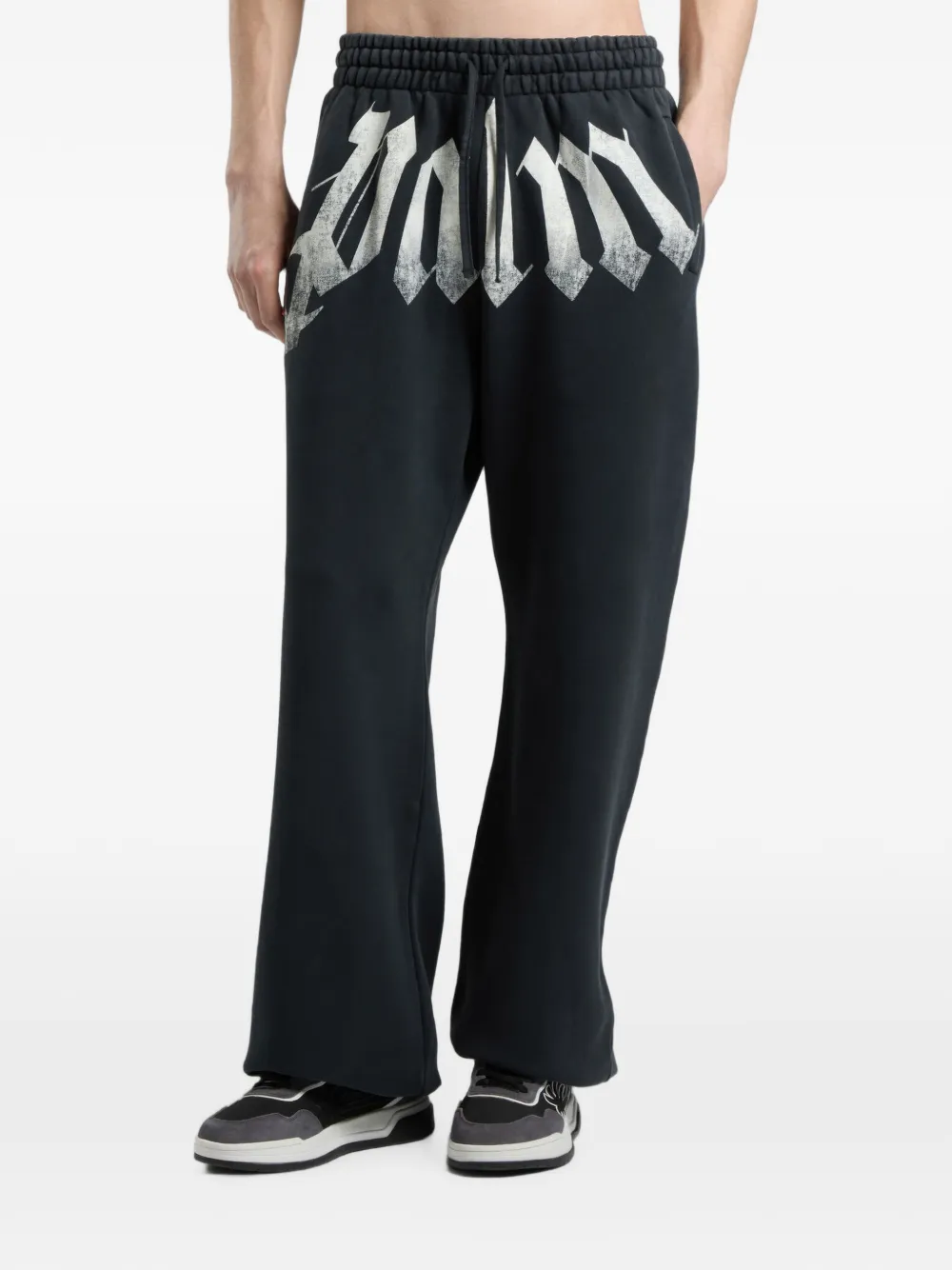 Palm Angels Joggingbroek met grote taille en logo Zwart