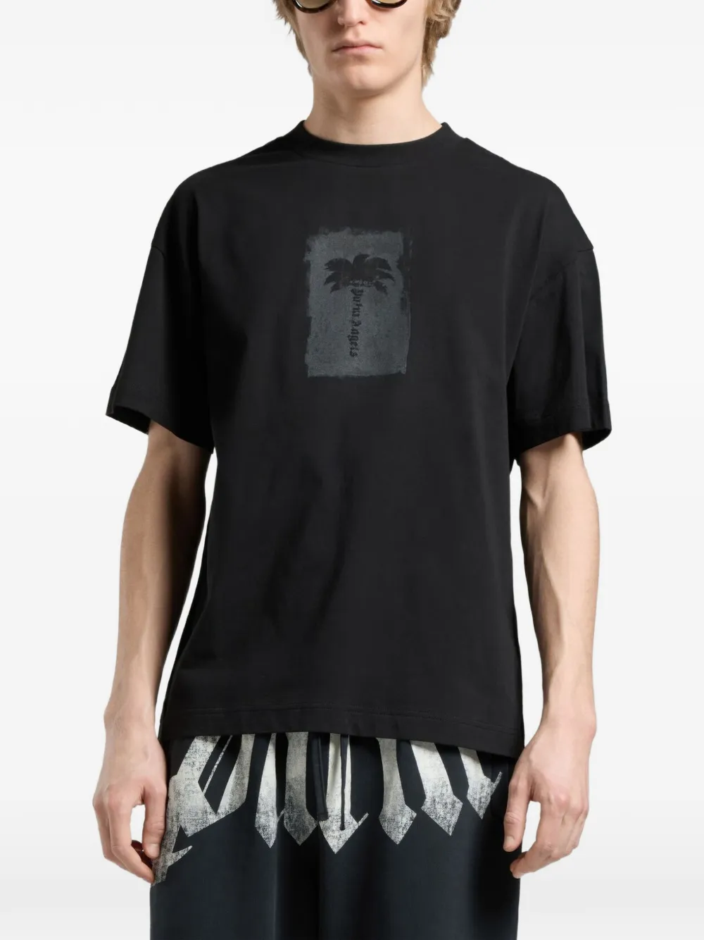Palm Angels Geborsteld T-shirt met palmboomprint Zwart
