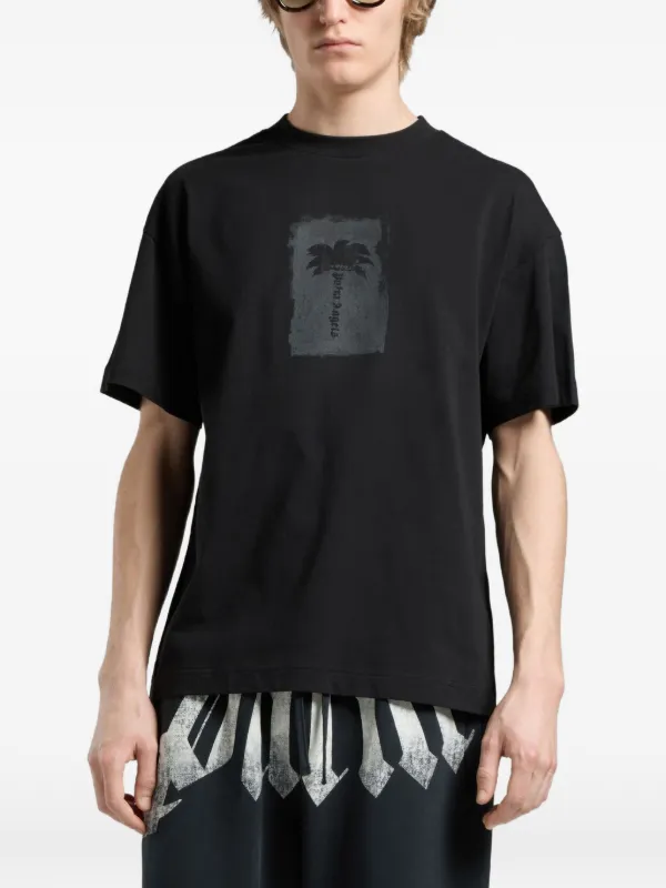 Palm Angels Brushed Palm Tree Regular T-shirt | Black | FARFETCH