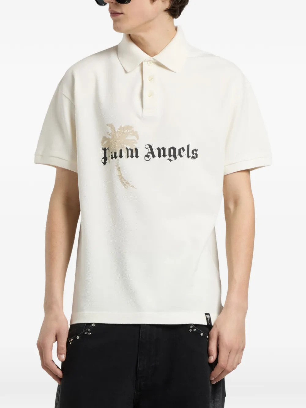 Palm Angels Katoenen poloshirt met logoprint Beige