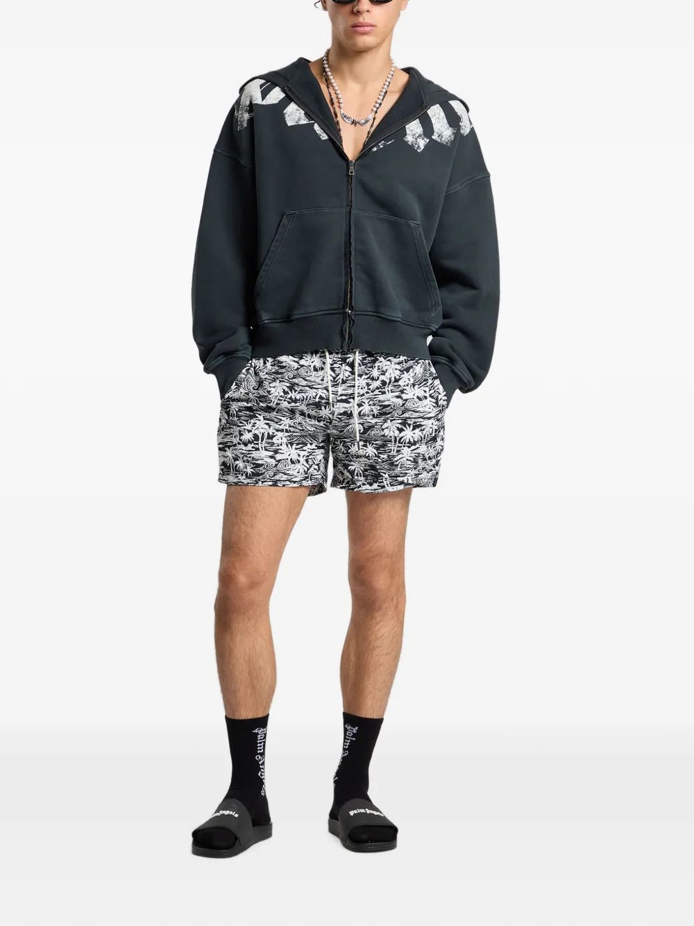 Palm Angels Palm Leaves zwembroek met print Zwart