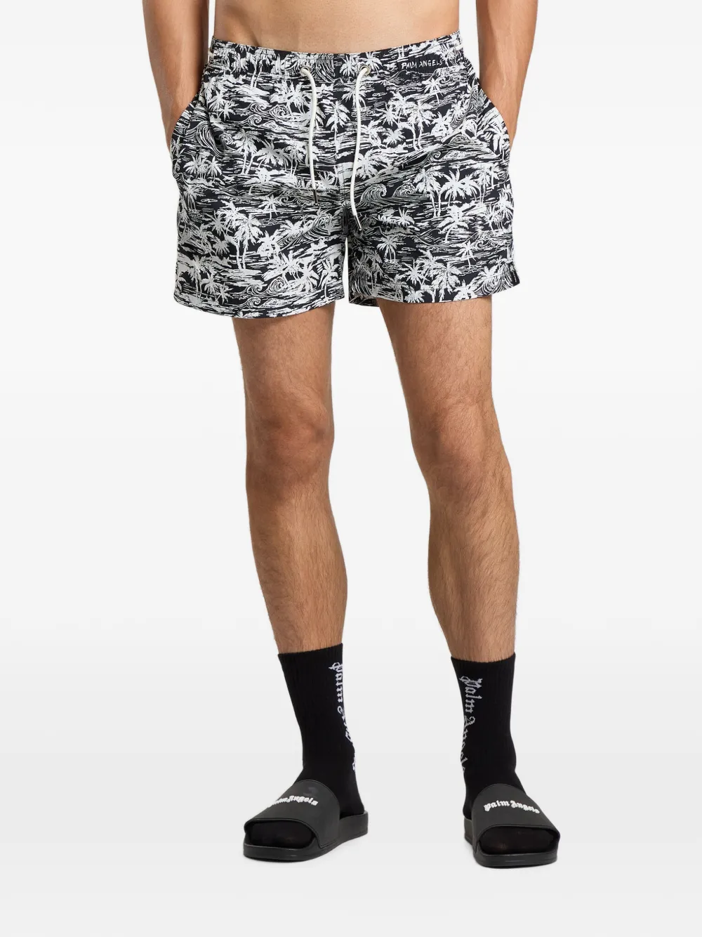 Palm Angels Palm Leaves zwembroek met print Zwart