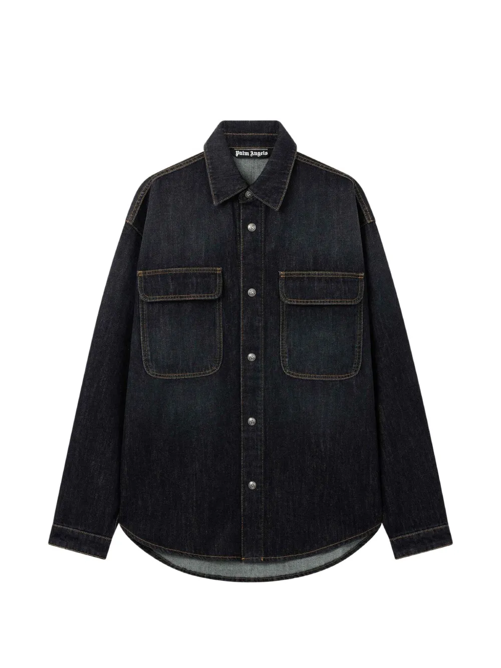 Palm Angels Denim jack met gewelfd logo Blauw