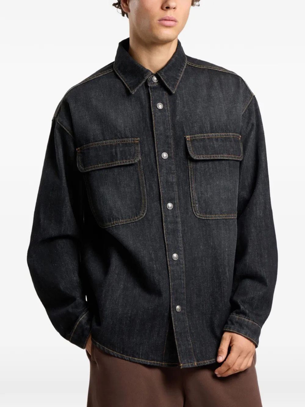 Palm Angels Denim jack met gewelfd logo Blauw
