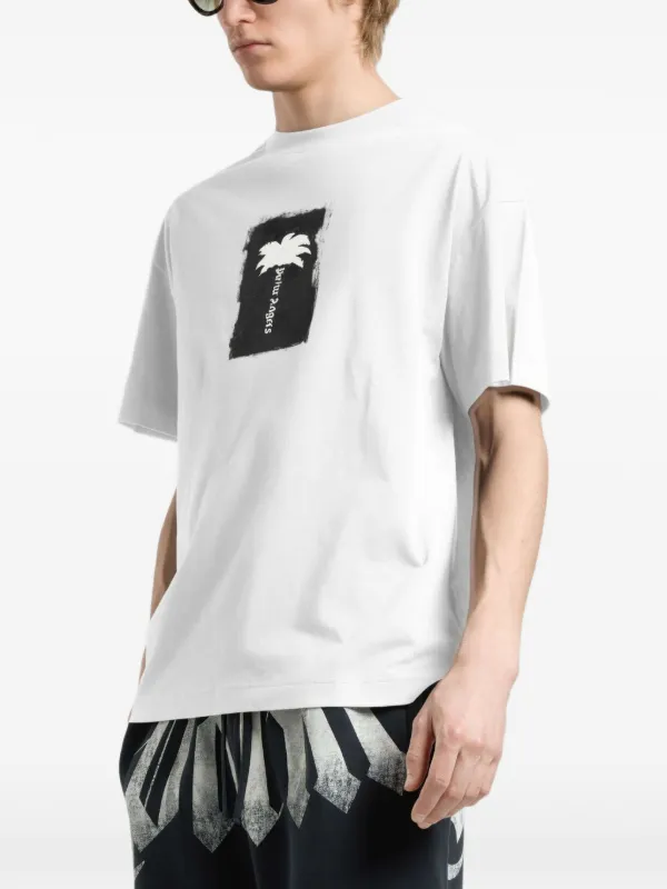 Palm Angels Brushed Palm Tree T-shirt | White | FARFETCH