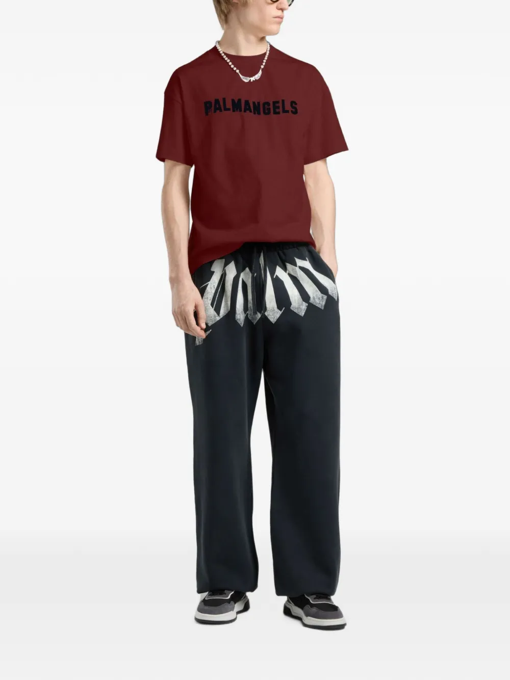 Palm Angels T-shirt met logoprint Rood