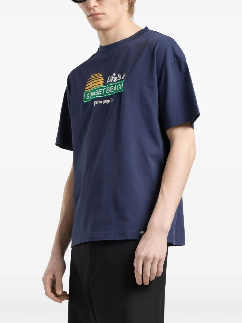 Palm Angels Sunset Signal T-shirt met grafische print Blauw