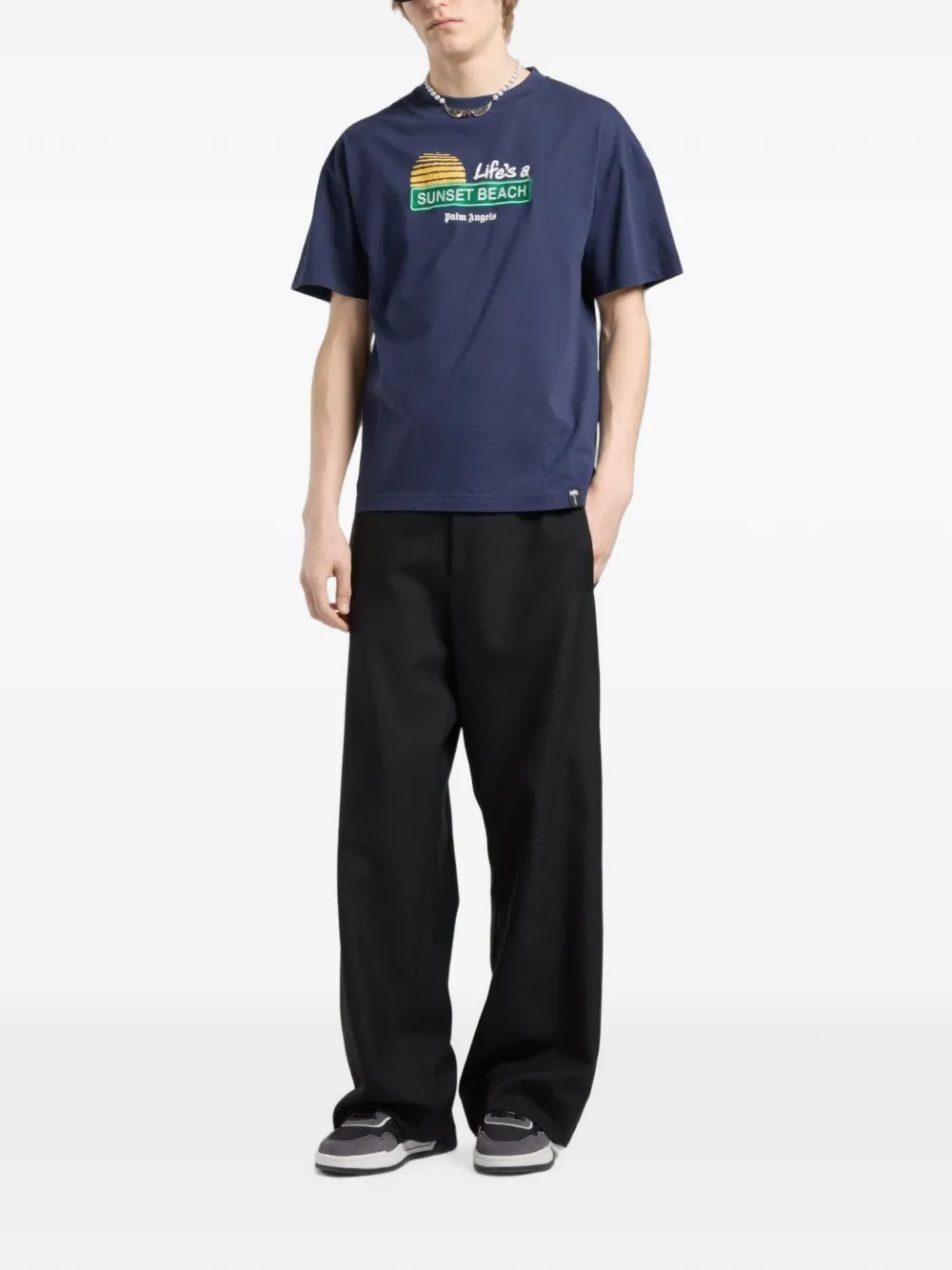 Palm Angels Sunset Signal T-shirt met grafische print Blauw
