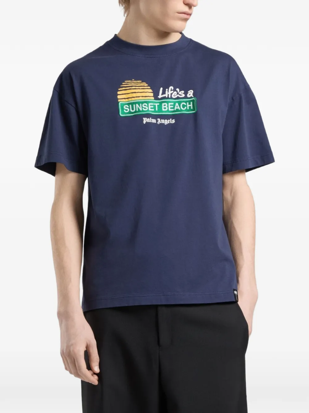 Palm Angels Sunset Signal T-shirt met grafische print Blauw