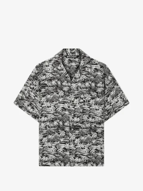 Palm Angels Palm Waves linen bowling shirt