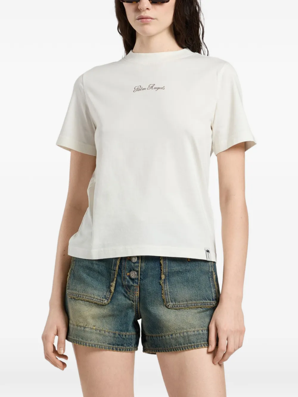Palm Angels Paradise T-shirt met logoprint Beige