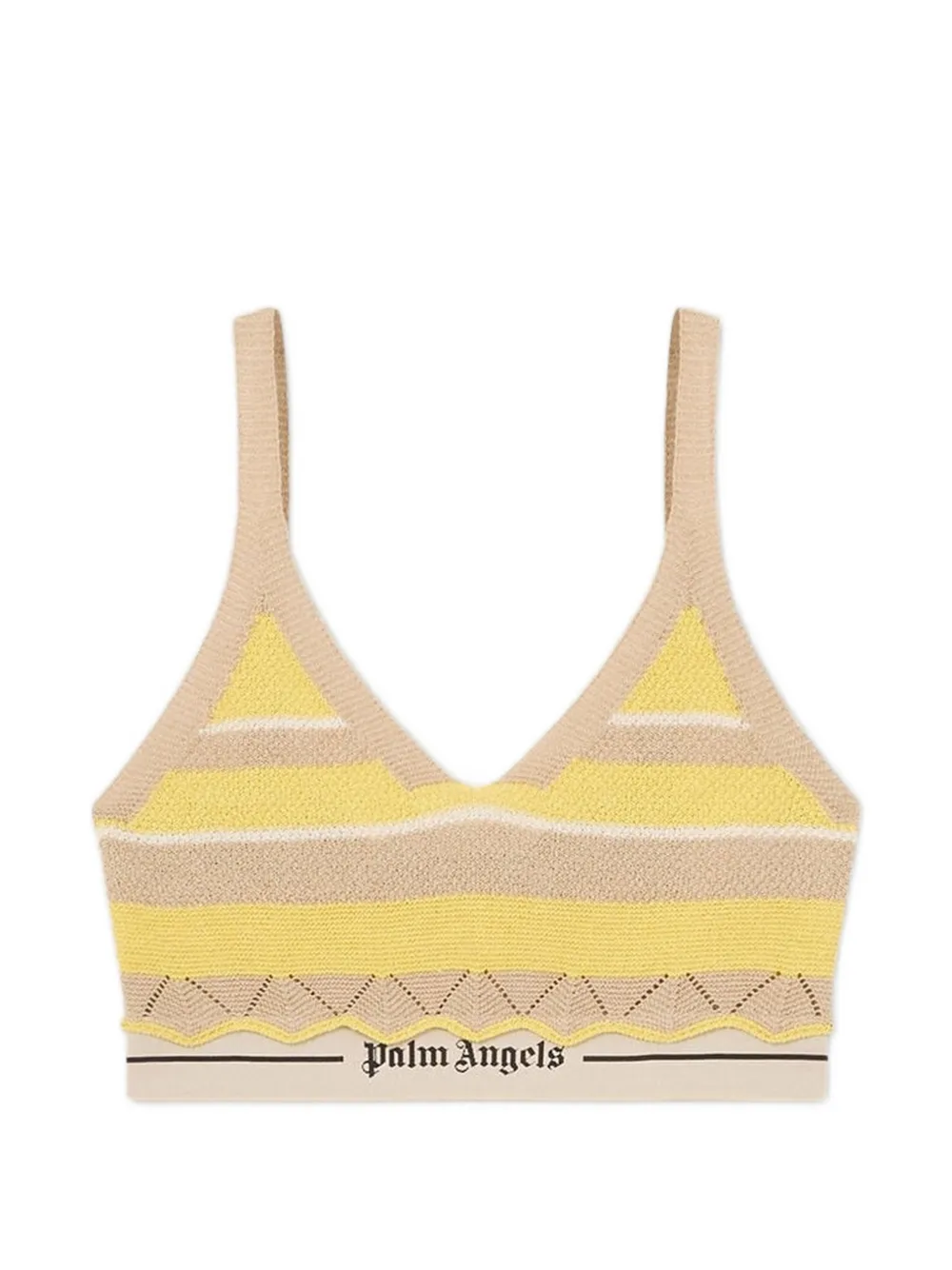 Palm Angels logo beach striped knit top - Giallo
