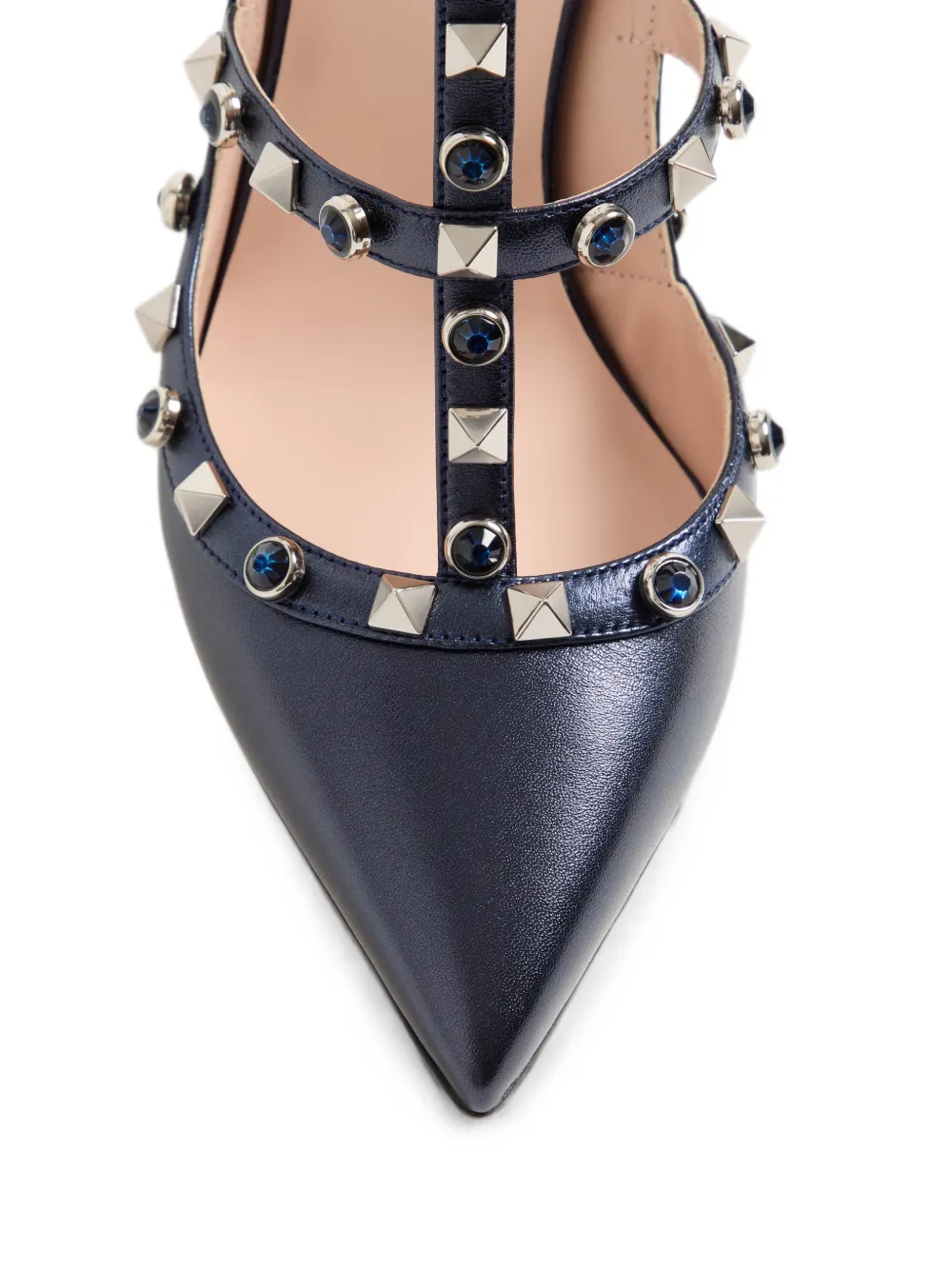 Valentino Garavani Rockstud pumps In laminated nappa with cabochon 100mm Blauw