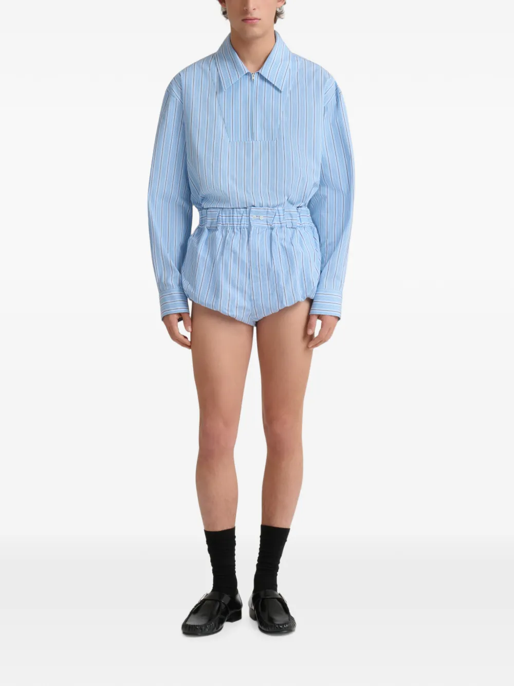 Marni Gestreepte popeline shorts Blauw
