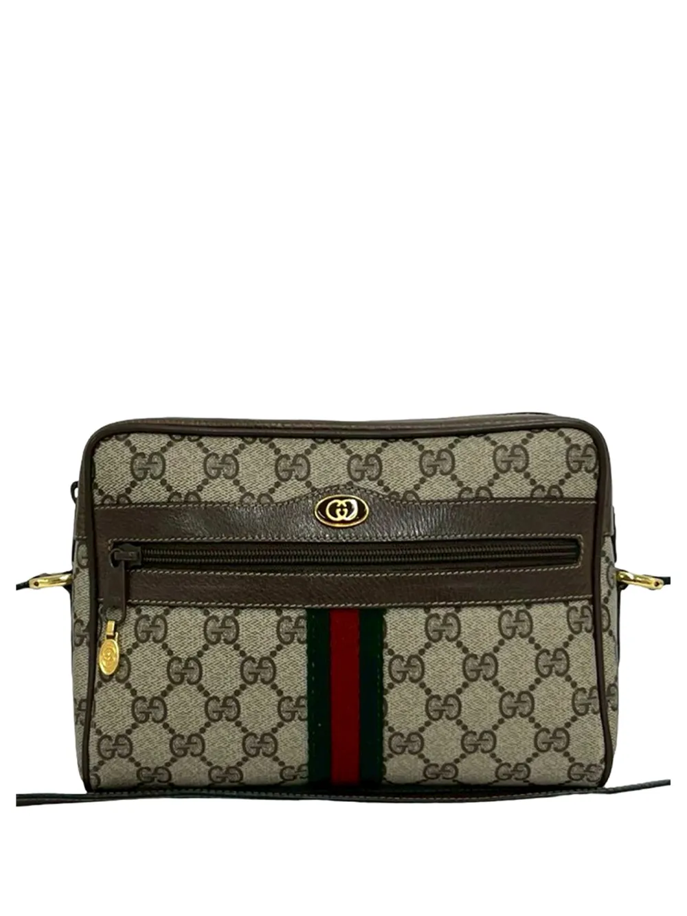 Gucci Pre-Owned Borsa a tracolla in tessuto GG Supreme con decorazione Web XX secolo - Toni neutri