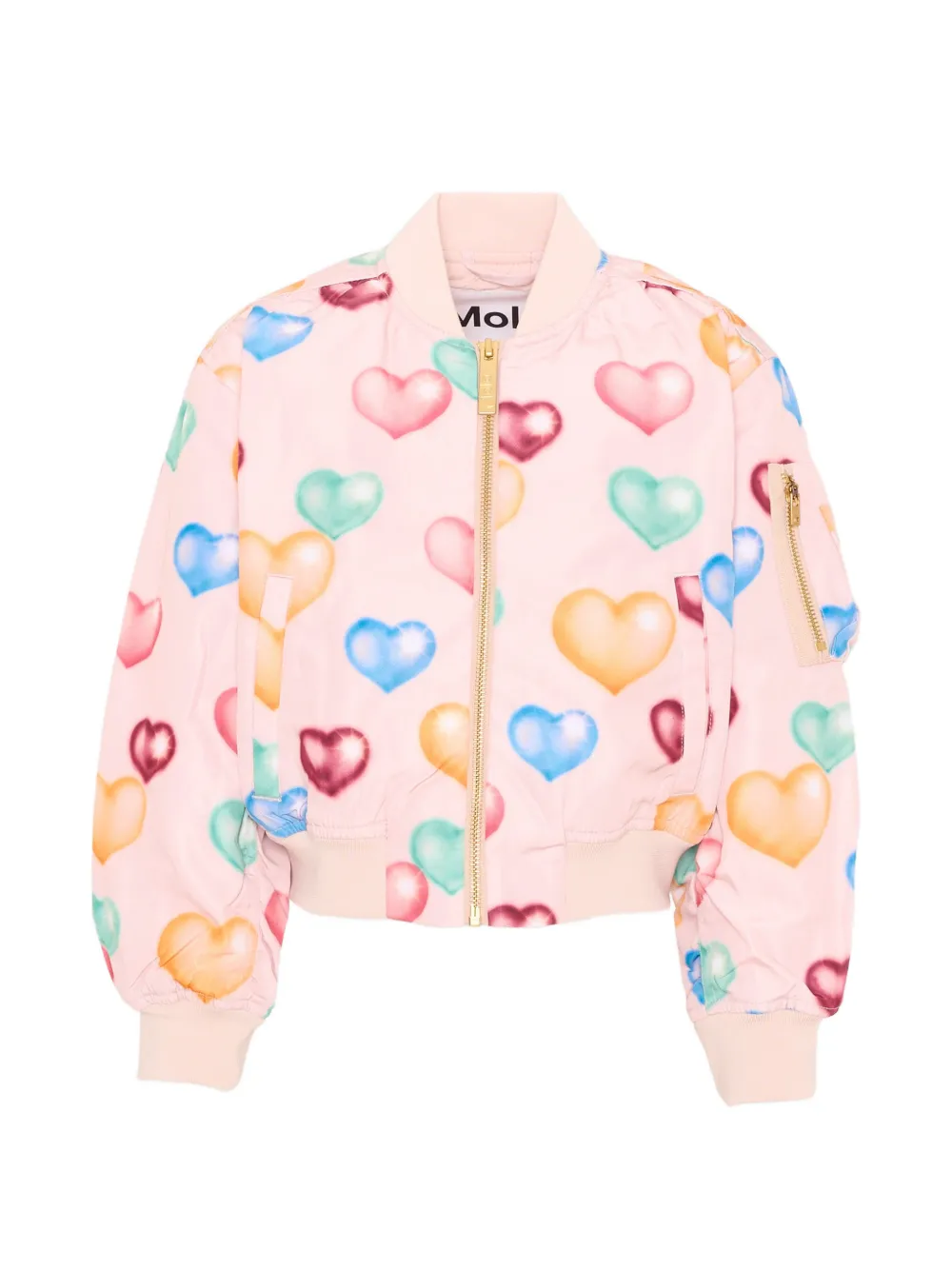 Molo Hedia heart-print bomber jacket - Rosa