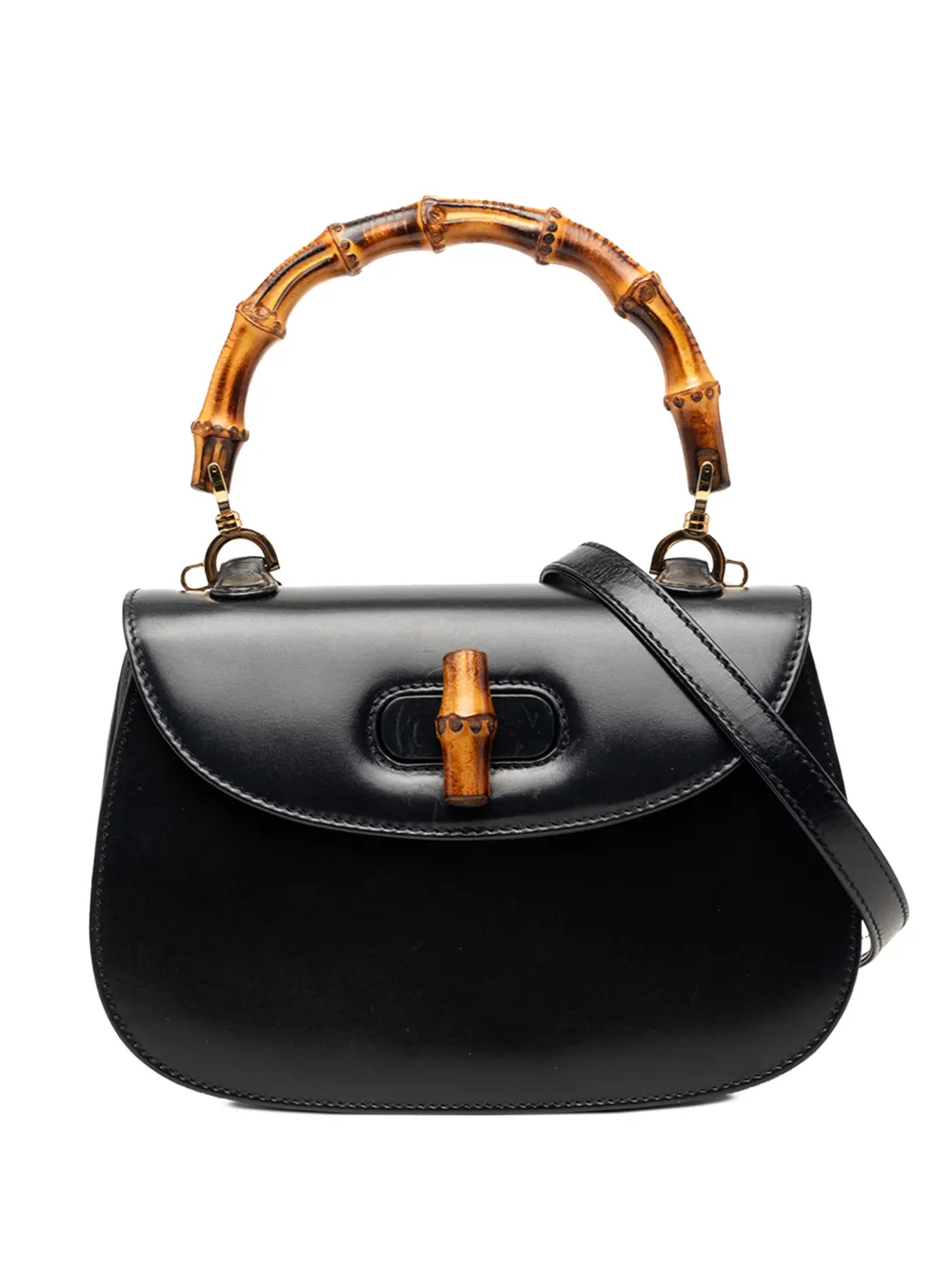 Gucci Pre-Owned Borsa a tracolla Night piccola in pelle di vitello con bambù XX secolo - Nero
