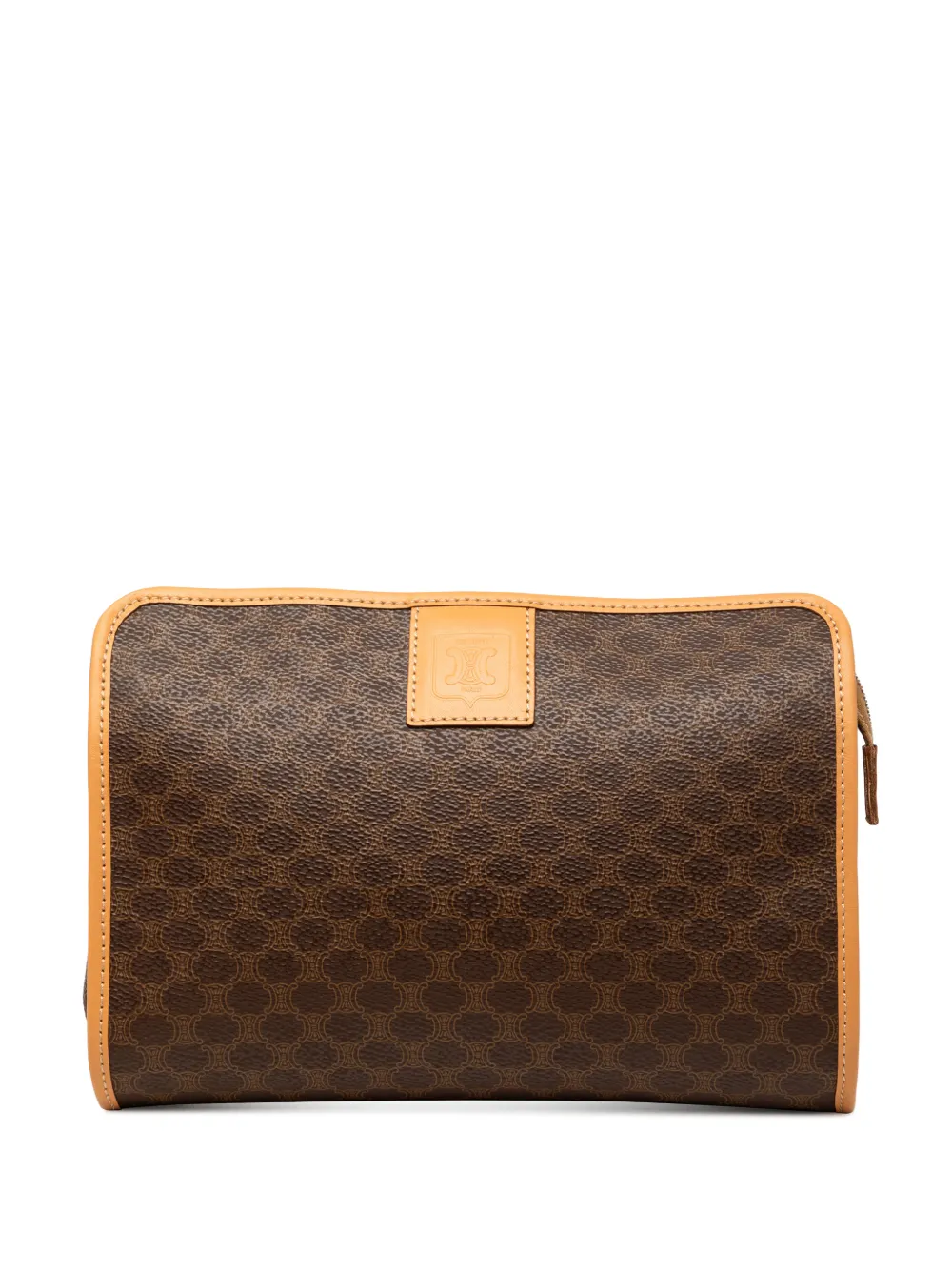 Celine Pre-Owned Clutch Macadam in tela cerata 2014 - Marrone
