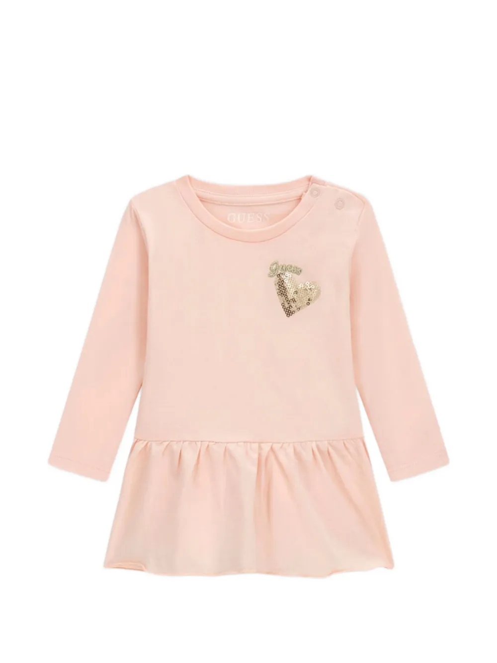 guess kids T-shirt en broek met pailletten en hart Roze