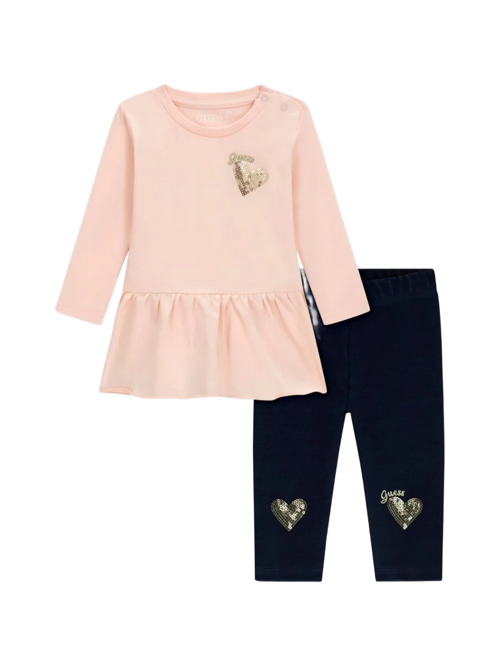 guess kids sequin-heart T-shirt and trousers set - Rosa
