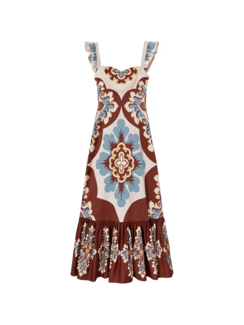 La DoubleJ Palazzo placée chocolate in flat cotton stretch Gingerbread dress