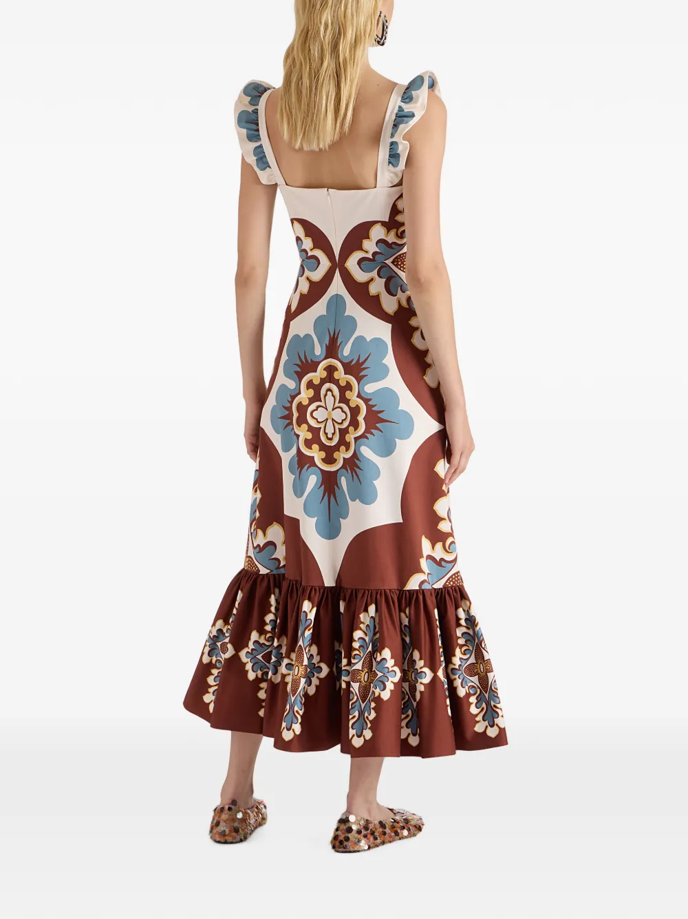 La DoubleJ Palazzo placée platte katoenen stretch Gingerbread jurk Bruin