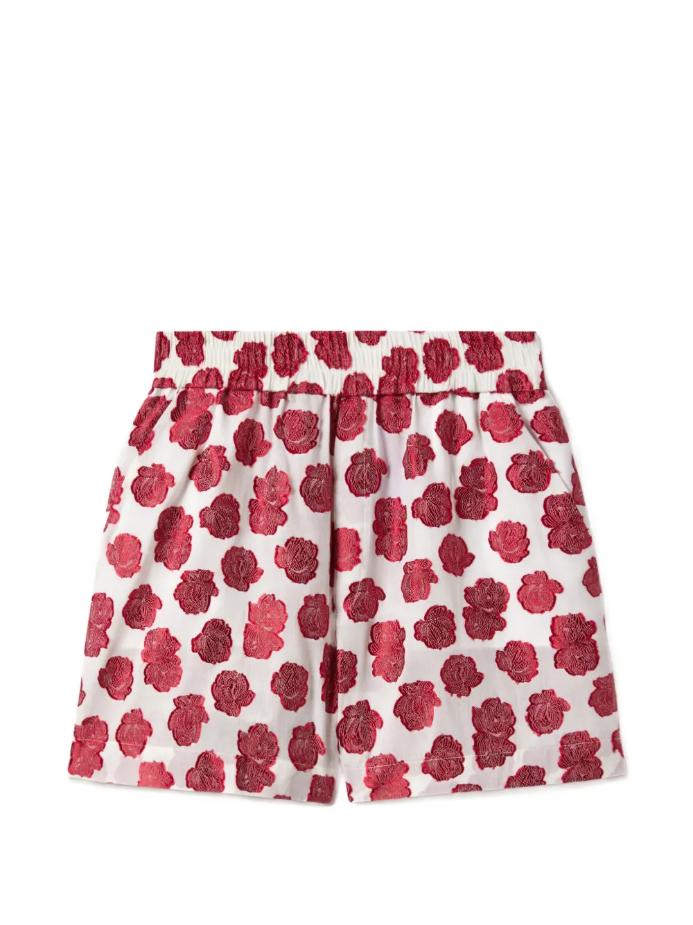 La DoubleJ rose white in voile fil coupé pull-up shorts - Bianco