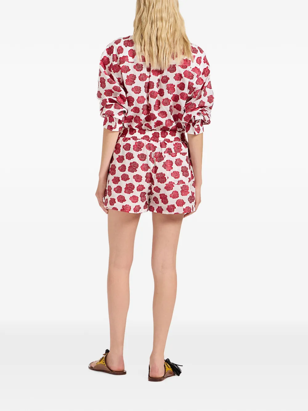 La DoubleJ Rose wit in voile fil coupé pull-up shorts