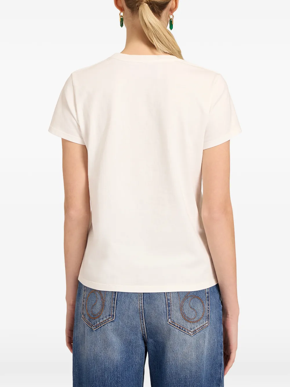 La DoubleJ Parrotstem katoenen jersey T-shirt Wit