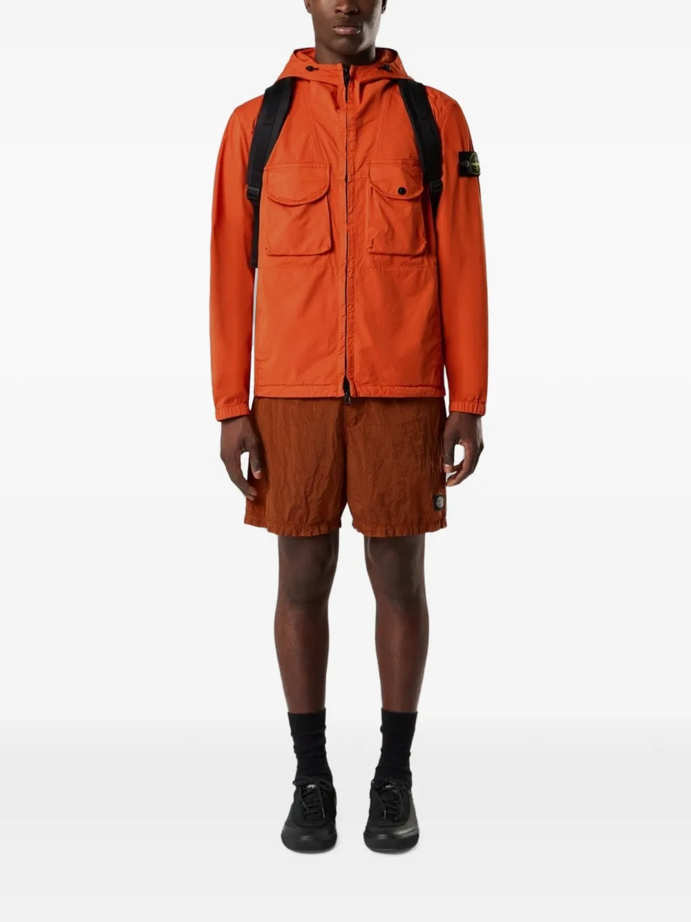Stone Island 9200016 Econyl gecoate nylon metalen rugzak Zwart