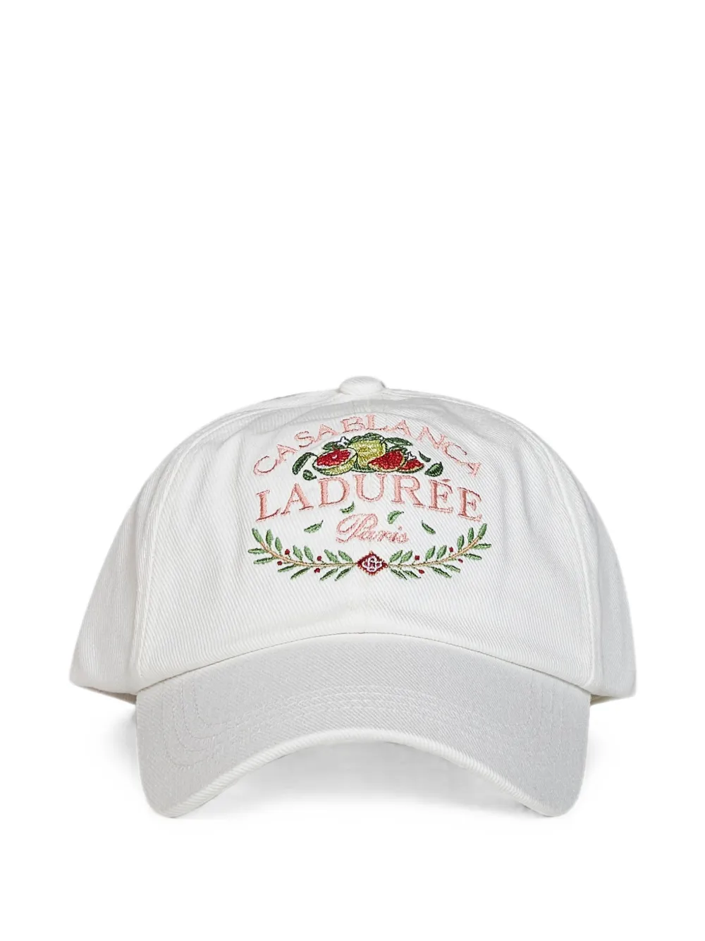 Casablanca x Laduree embroidered cotton cap - Bianco