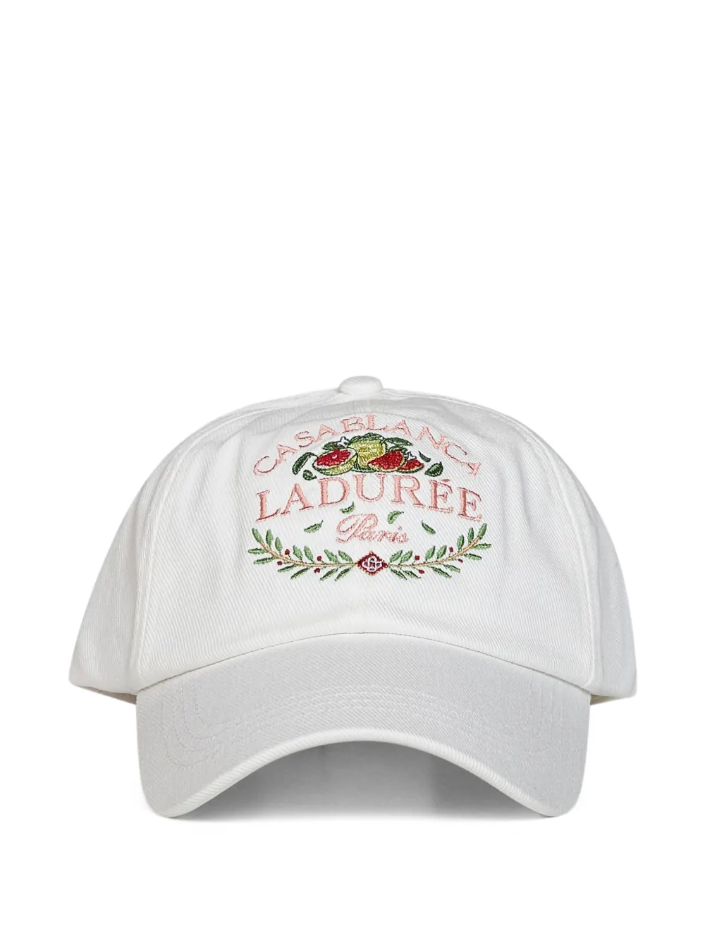 Casablanca x Laduree embroidered cotton cap - Bianco