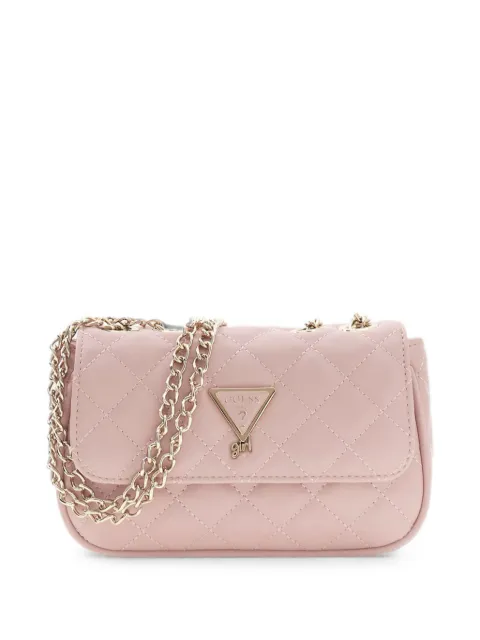 guess kids mini quilted logo-plaque shoulder bag