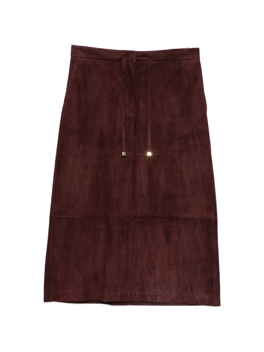 's Max Mara Drawstring Suede Midi Skirt In Brown