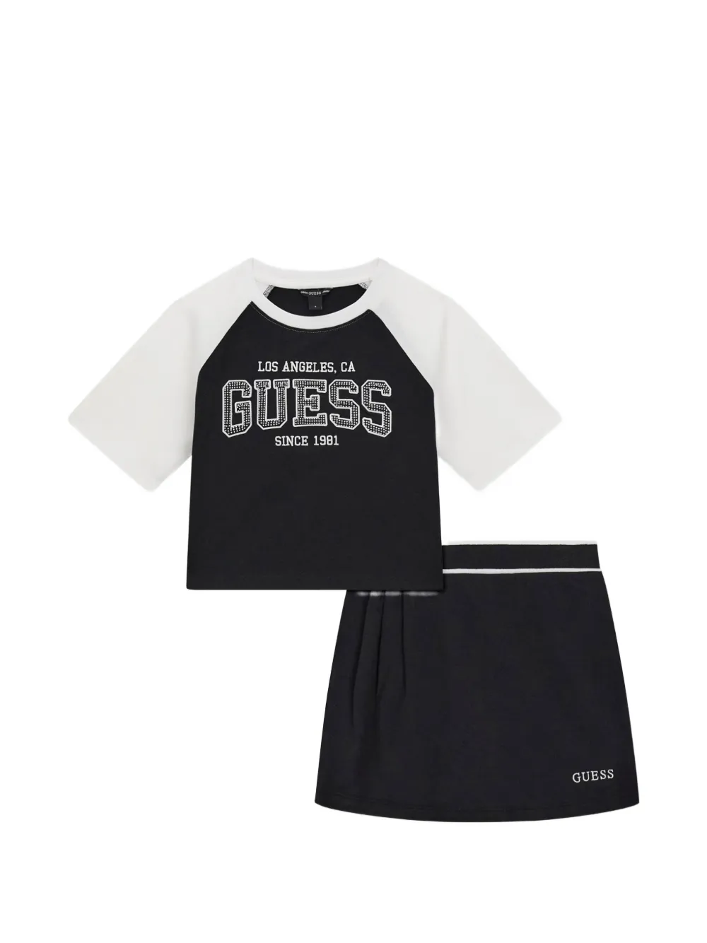 guess kids logo-print raglan-sleeve shorts set - Nero