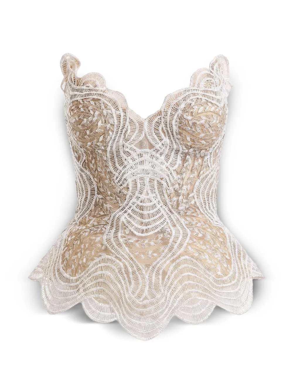 Gemy Maalouf embroidered strapless corset - White